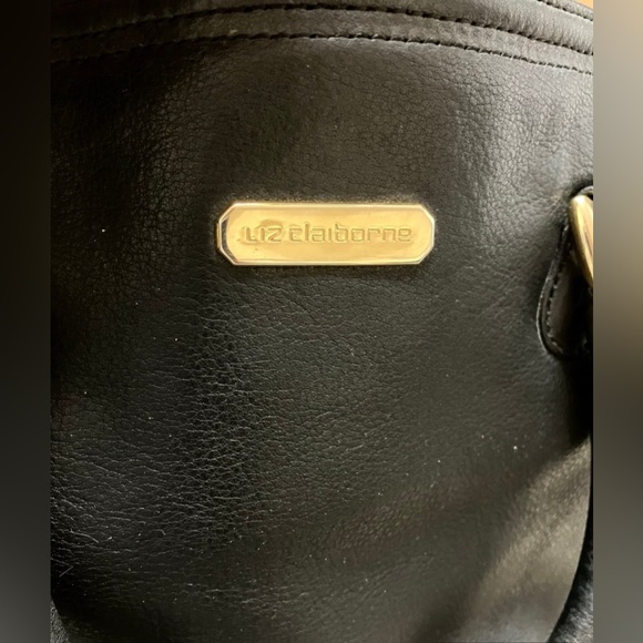 Black Leather Purse Vintage Classic Liz Claiborne Tote Handbag - Picture 5 of 7